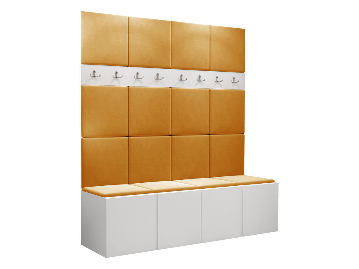 GARDEROBEN-SET Orion V - Weiß/Orange, Holzwerkstoff/Kunststoff (168/186/46cm) - MIRJAN24