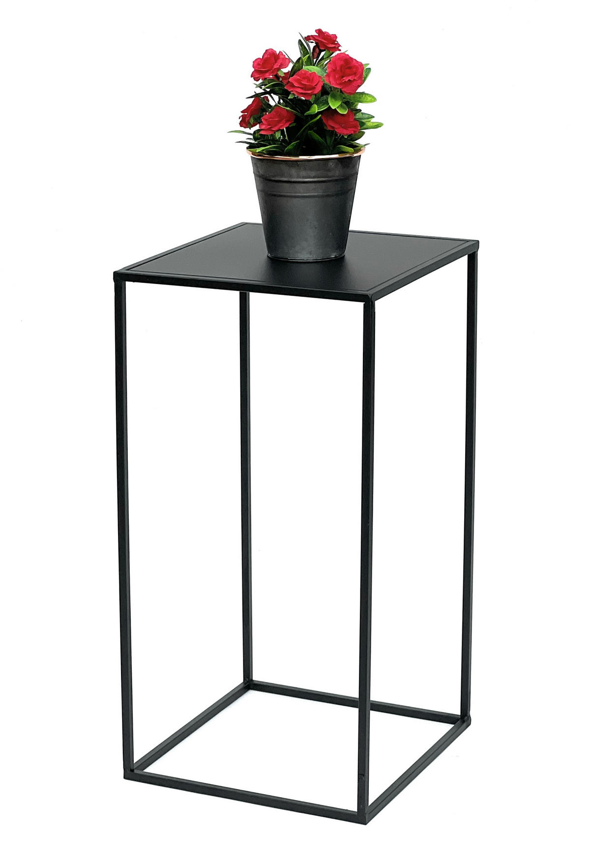BLUMENHOCKER Eckig Metall Schwarz 60 cm 96312 L - Schwarz, Metall (32/60/32cm) - DanDiBo
