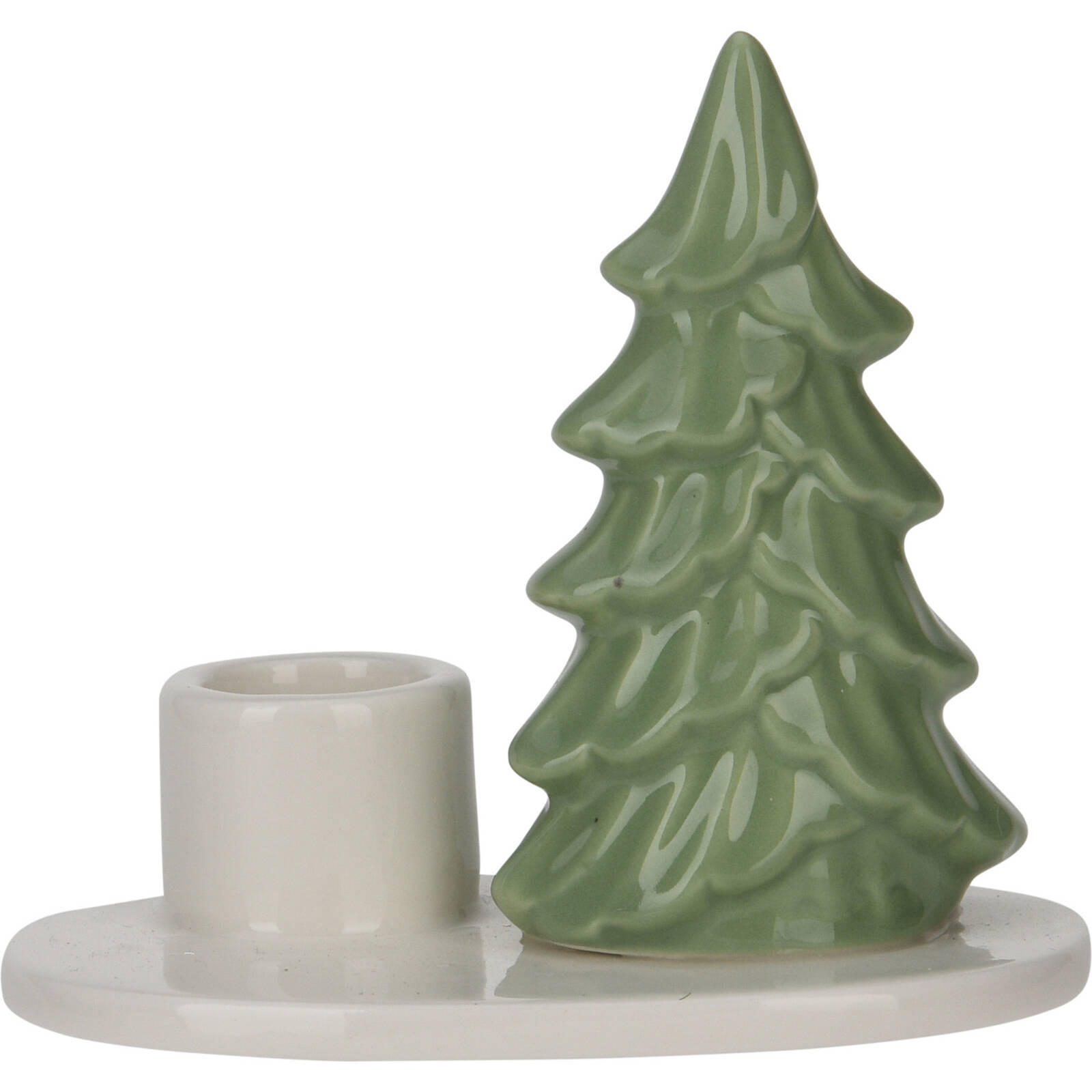 KERZENSTÄNDER Weihnachtsbaum 8 cm - Hellgrün, Keramik (10.4/8.8/6.6cm) - Home Styling Collection