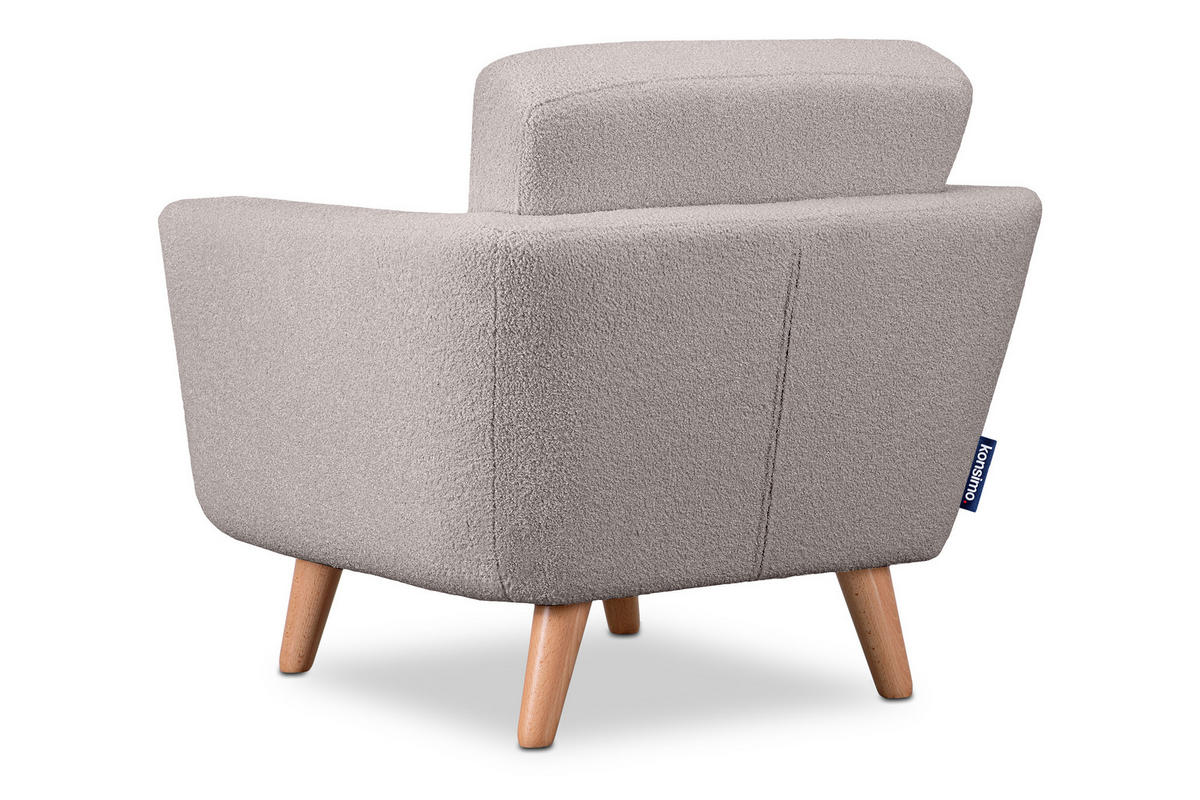 SESSEL TAGIO Massivholz-Beine, hellgrau - Hellgrau/Braun, Buchenholz/Textil (86/80/88cm) - KONSIMO®