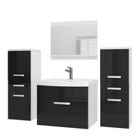 BELINI Kúpeľňová súprava PRI P4 120 cm, čierna vysoký lesk – umývadlová skrinka so zrkadlom - čierna s vysokým leskom, drevo (38.7/113.5/120cm) - B BELINI GROUP