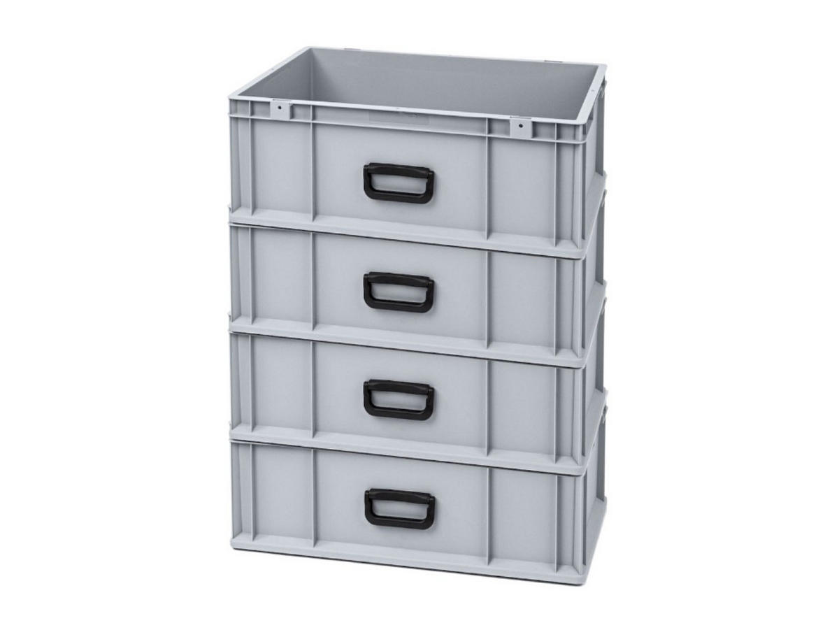 EUROBOX 4x Nextgen Portable Uno 22x40x60cm 44 Liter - Grau, Kunststoff (40/22/60cm) - PROREGAL