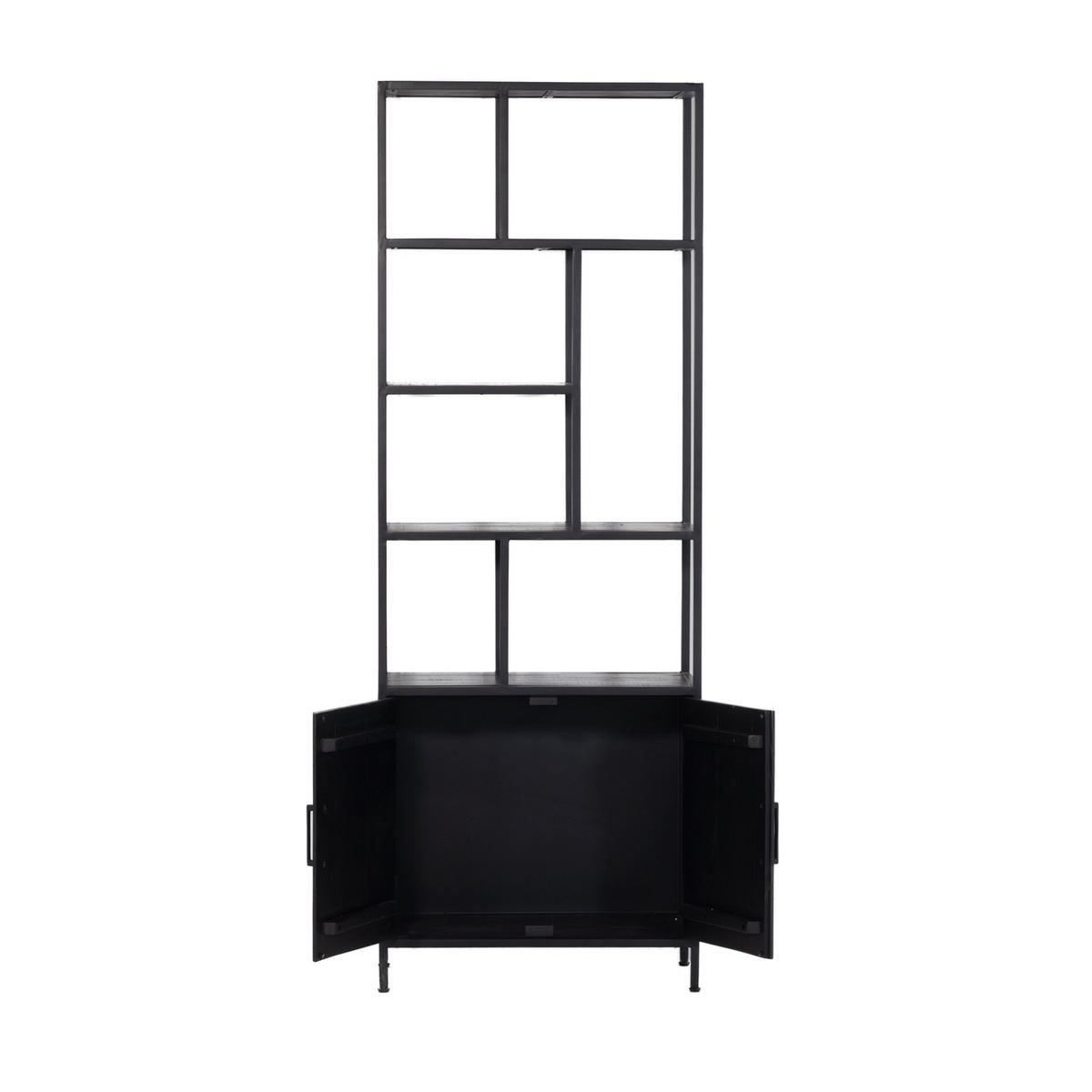 REGAL aus Metall und Holz 75x36x210cm, schwarz - Schwarz, Holz (75/210/36cm) - Giga Meubel