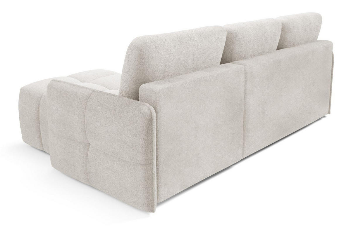 ECKSOFA Ecru MONO Mit Schlaffunktion Und Dekokissen Rechts - Weiß, Textil (220/145cm) - Sepro Meble