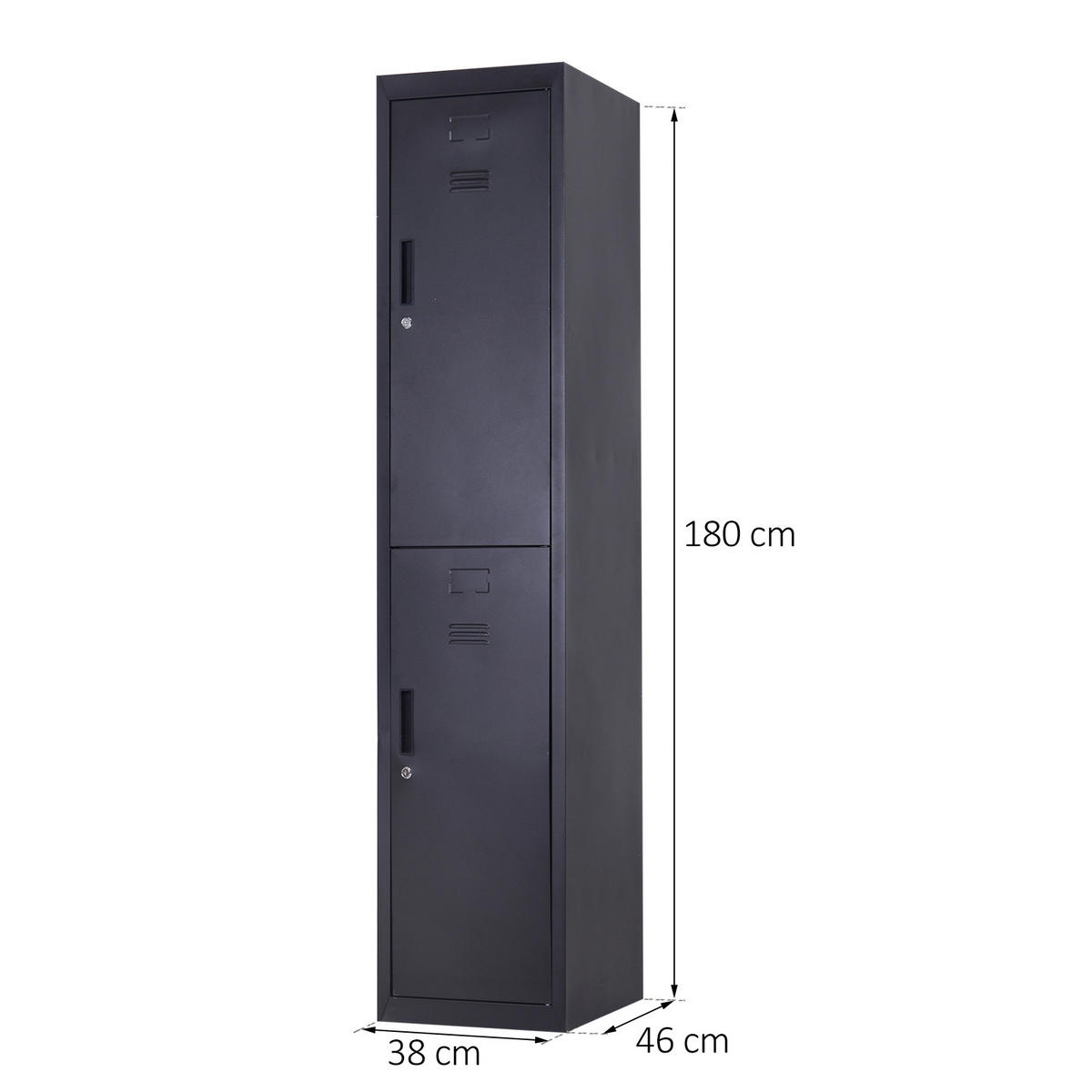 SPINDSCHRANK DE-16731 4 Ebenen mit 2 abschließbaren Türen Schwarz - Grau, Metall (38/180/46cm) - ComfortXL