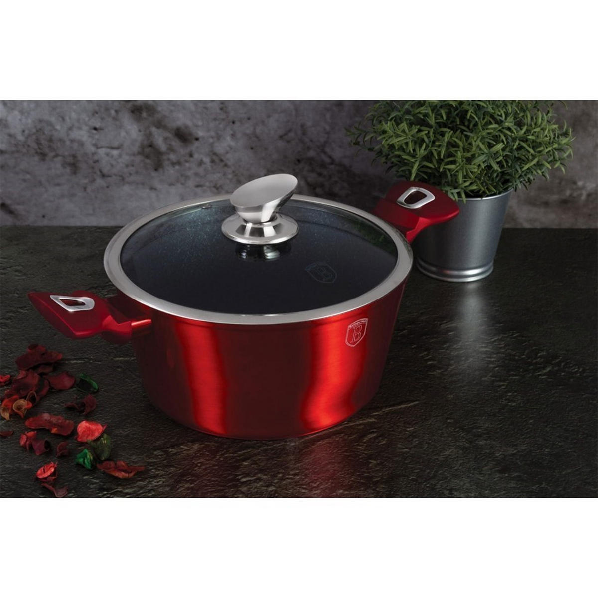 TOPF Rot 28/28/12.5 cm BH1258 - Rot, Metall (28cm) - Berlinger Haus