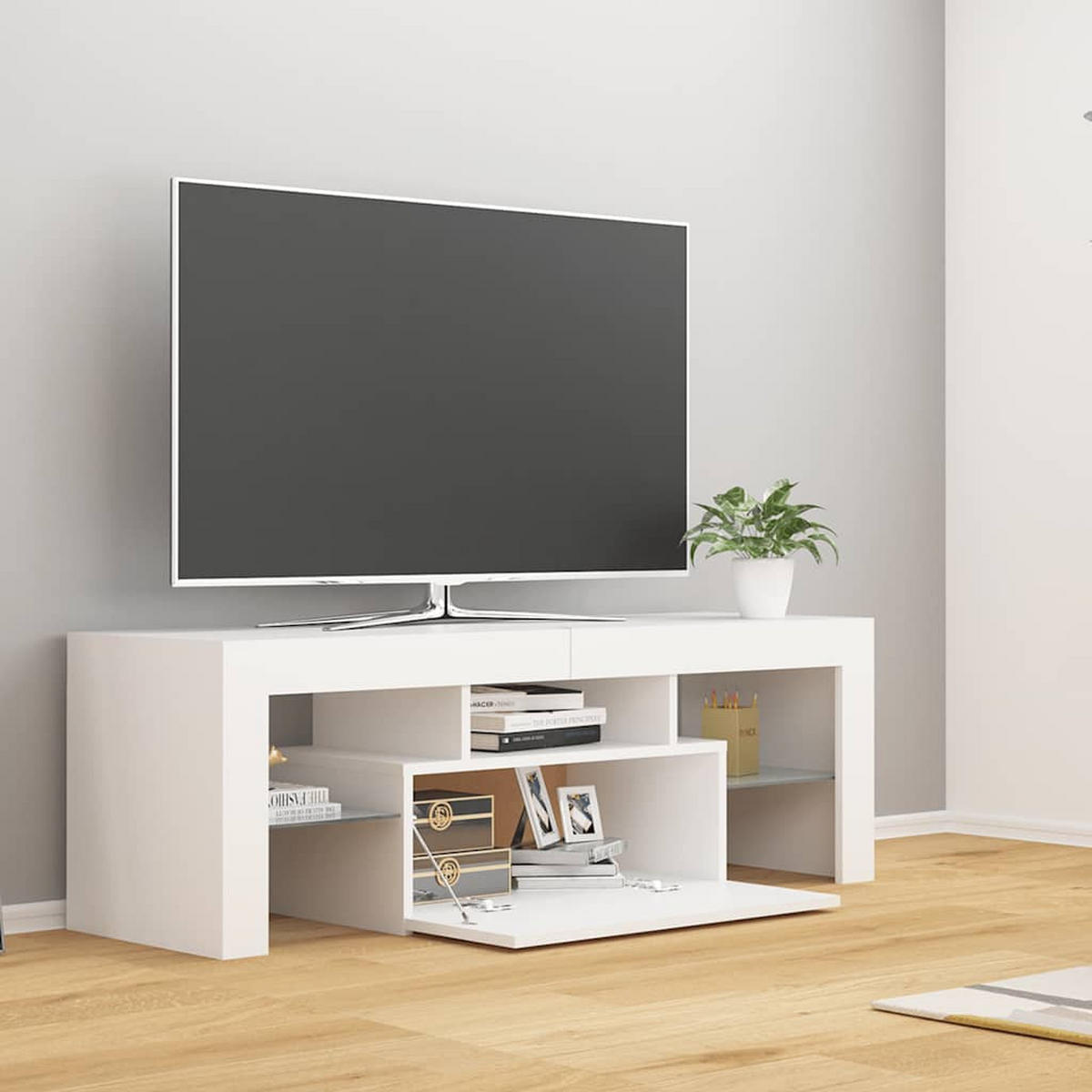 TV-SCHRANK Mit Led-Leuchten Weiss 120/35/40 Cm - Weiß, Holzwerkstoff (41/44/102cm) - vidaXL