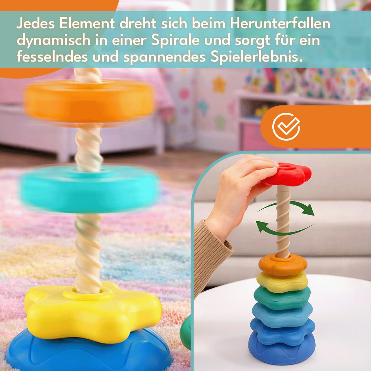 STAPELTURM Kinder Lernspielzeug Baby - Multicolor, Kunststoff (5/5cm) - KRUMAD