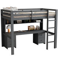HOCHBETT mit Schreibtisch und Stauraum 90x200 cm Grau - Grau, Holzwerkstoff (90/200cm) - Beauniv