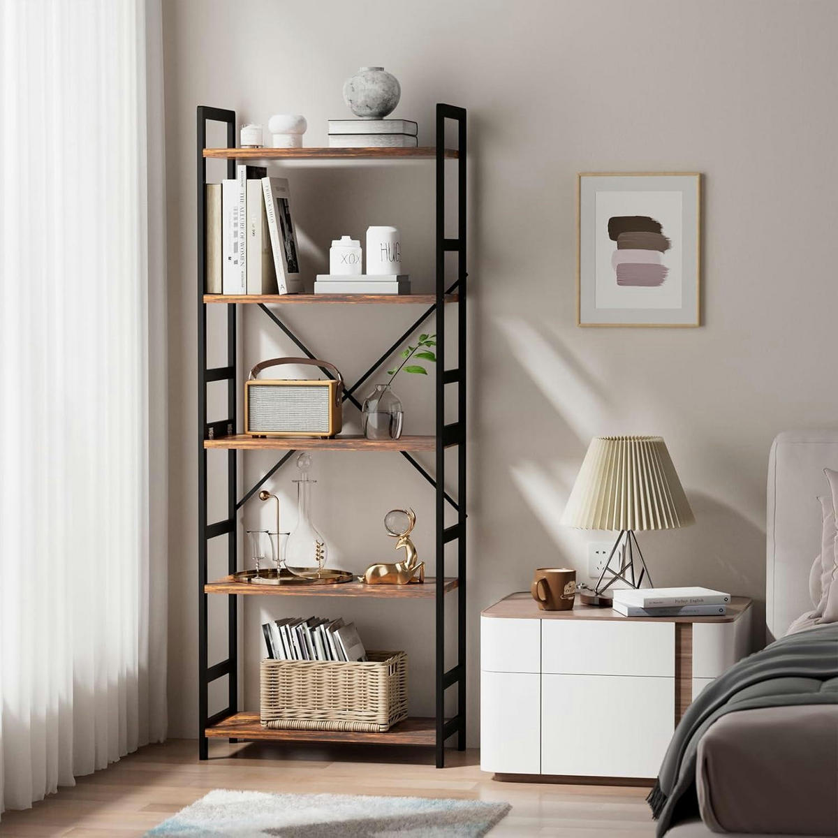 BÜCHERREGAL Standregal Holz Vintagebraun-schwarz 30 x 60 x 158 cm - Multicolor, Holzwerkstoff (30/158/60cm)
