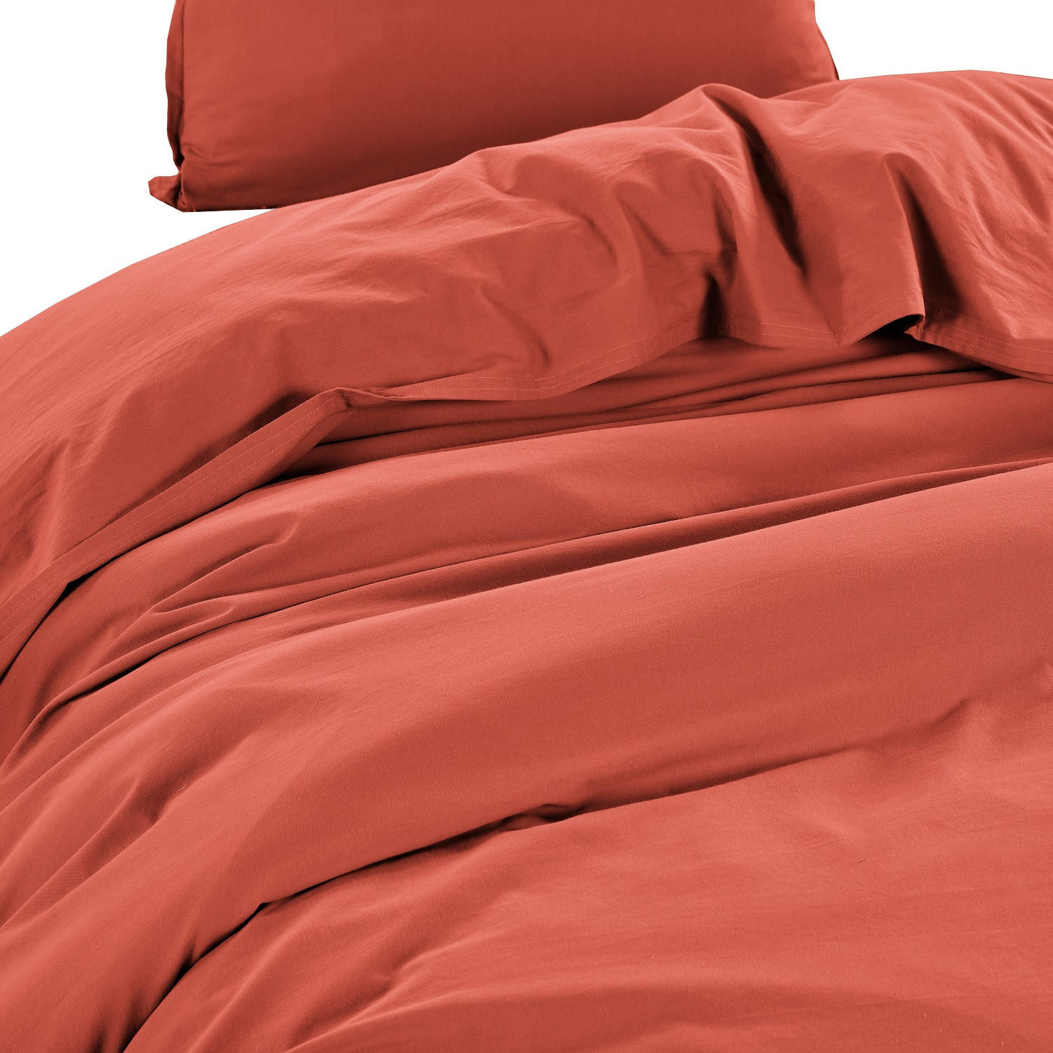 BETTWÄSCHE Stone Washed rot 155/220 cm 100% Baumwolle Used-Effekt mit Stehsaum - Rot, Textil (155/220cm) - wometo