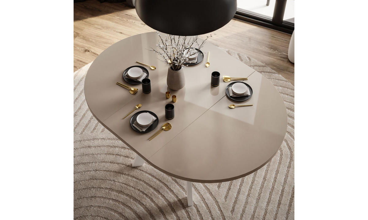 ESSTISCH VOLTA GLOSS 100/100/72,5 cm Tischplatte: Kaschmir Glanz; Gestell: Weiß - Kaschmir/Weiß, Holzwerkstoff/Metall (100/100/72.5cm) - Lookway
