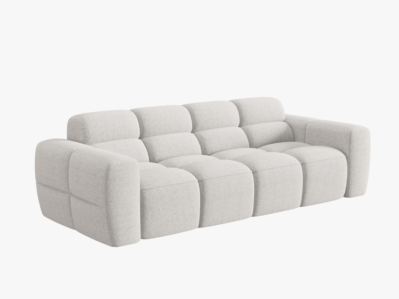 SOFA Lisa aus strukturiertem Stoff hellgrau 4 Sitzplätze - Hellgrau, Textil (256/77/101cm) - Micadoni