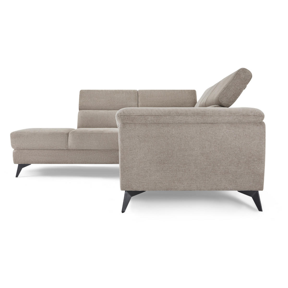 ECKSOFA Webstoff Beige - Beige/Schwarz, Textil/Metall (290/95cm) - Furnhouse