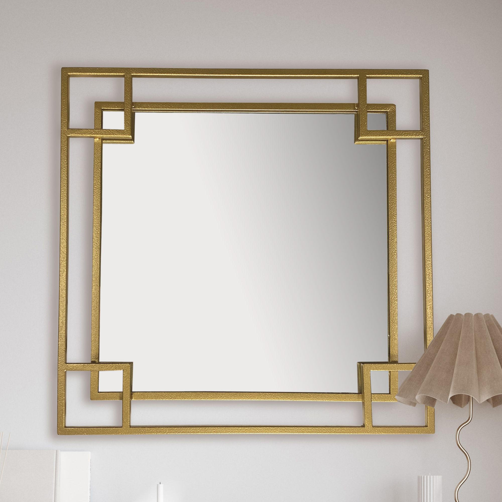 WANDSPIEGEL mit Rahmen Quadratisch Metall Eisen, Gold 80x3x80 cm - Goldfarben, Glas (80/80/3cm) - KADIMA DESIGN