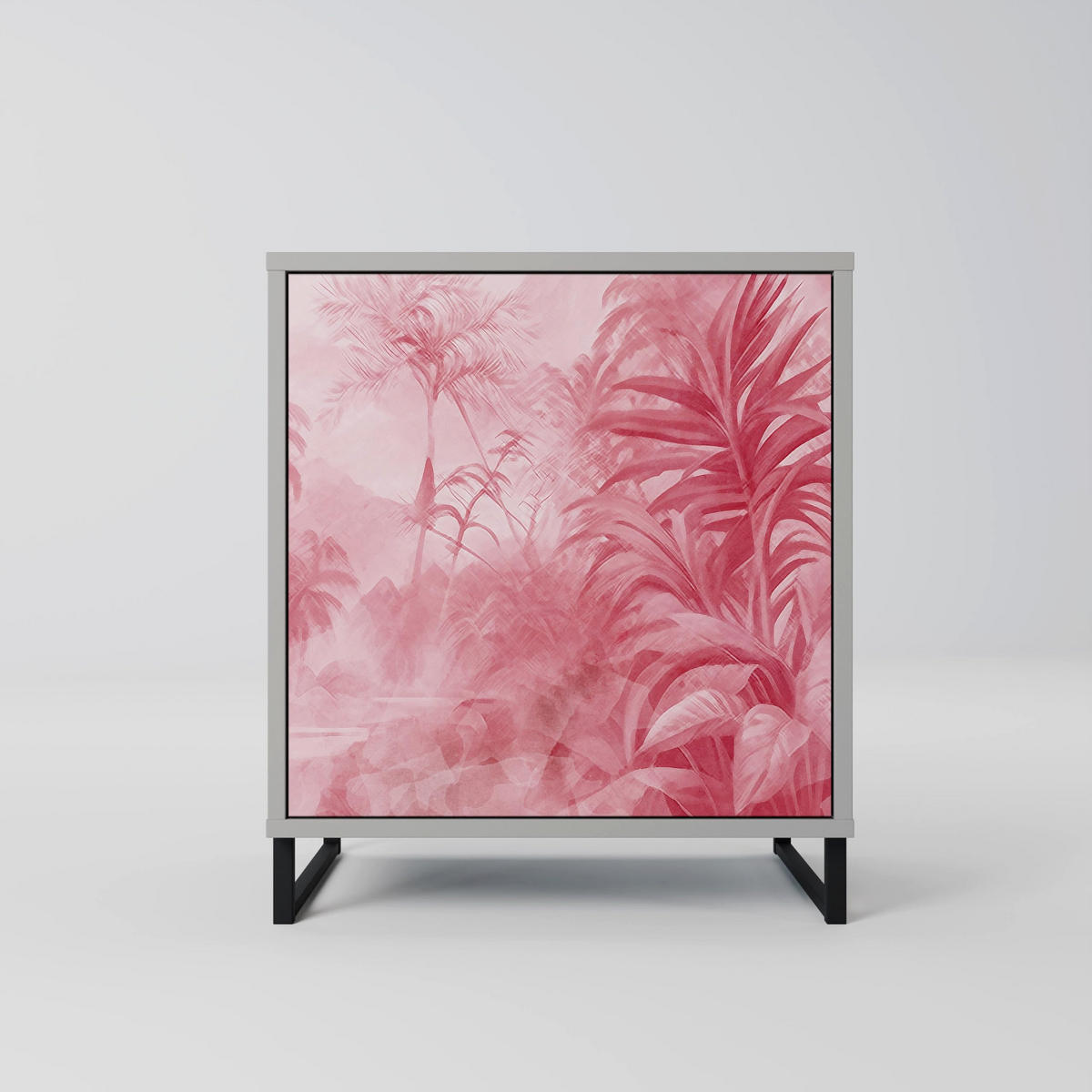 SIDEBOARD SWEET TROPICS, Grau, 57,5x42x57,5 cm, Ohne Füße - Multicolor/Grau, Holzwerkstoff (57.5/57.5/42cm) - SpaceRebels