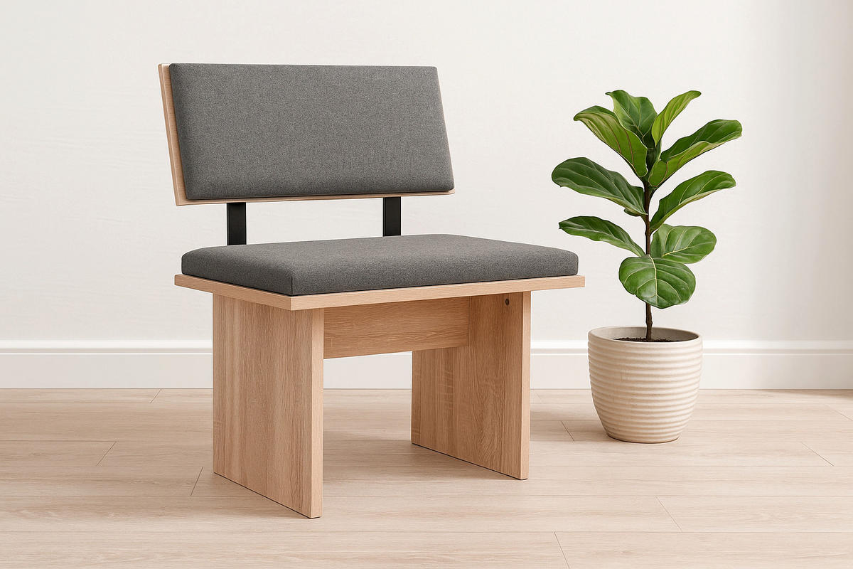 SITZBANK Die Stilvolle - Eichefarben/Grau, Holzwerkstoff/Textil (48/85/85cm) - Kundler Home
