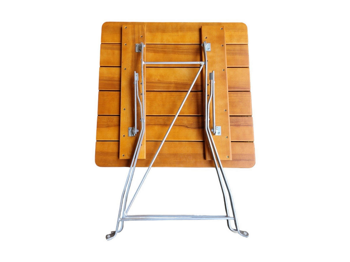 BIERGARTENTISCH BERGTAL 74x70x70cm Klappbar Eschenholz Silber/Braun 2 Peronen - Braun, Holz (70/70/74cm) - CHEFGASTRO