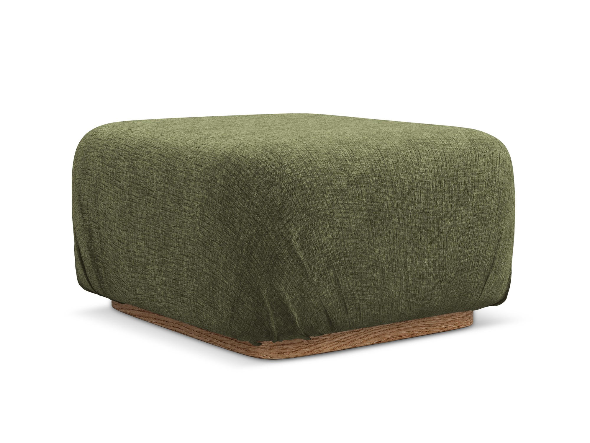 POUF Chenille Stoff Grün - Braun/Olivgrün, Holz/Textil (83/95/41cm) - Makamii