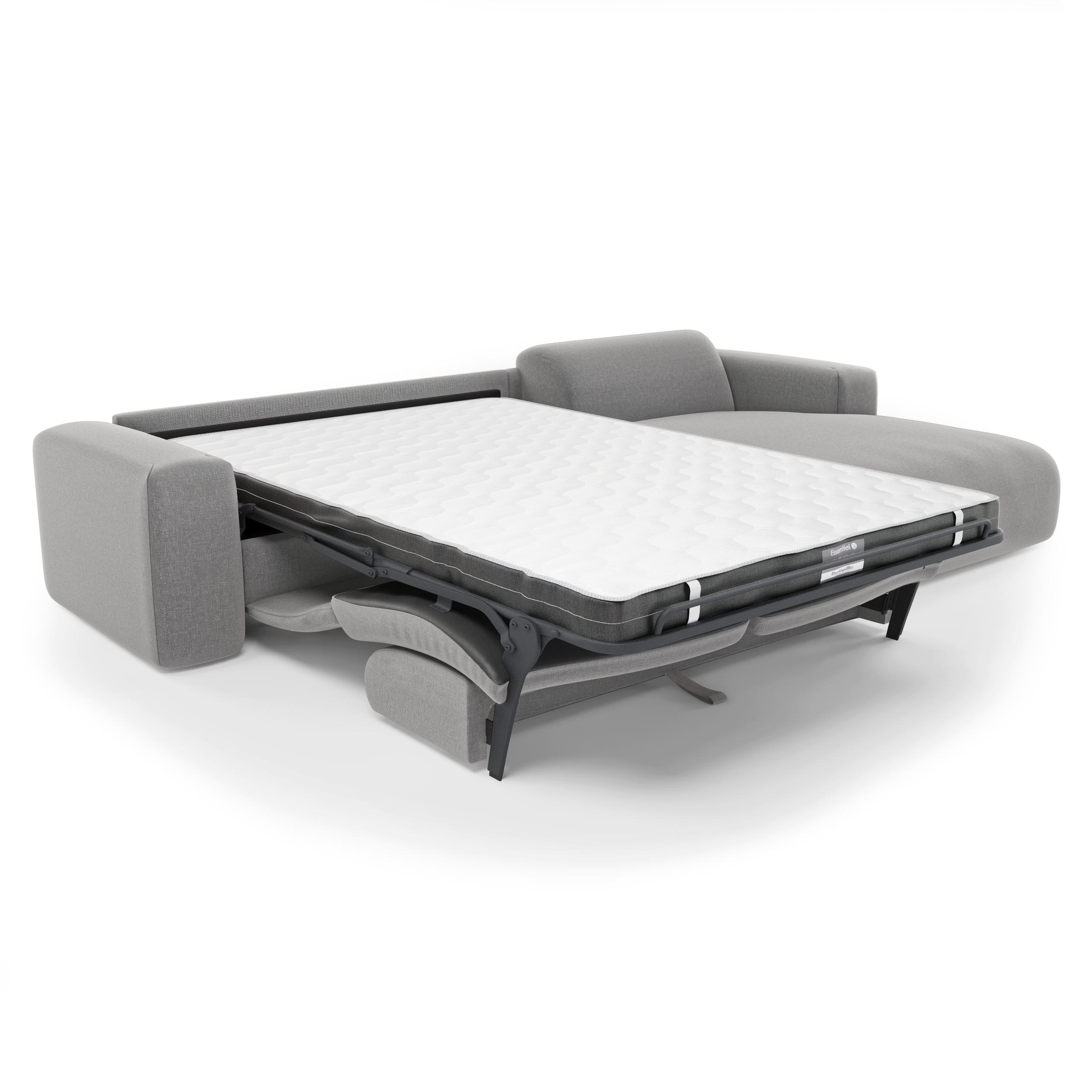 ECKSOFA RECHTS SCHLAFSOFA Rastergewebe Hellgrau 280cm - Hellgrau/Grau, Textil (280/165cm) - Sia Home