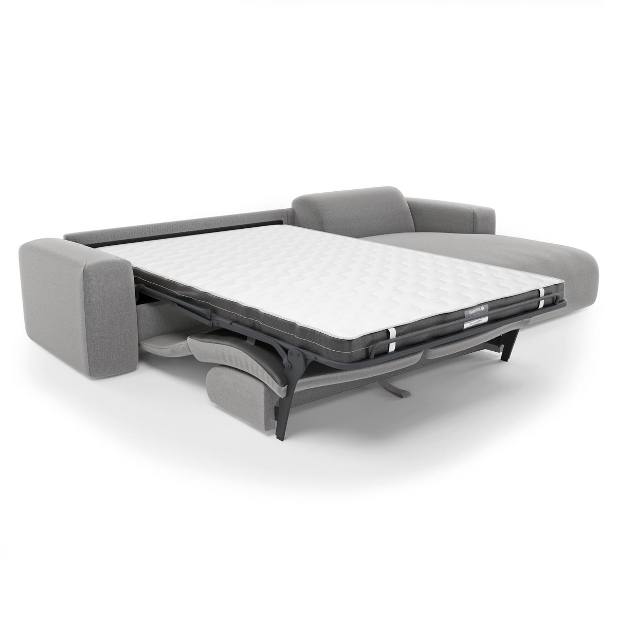 ECKSOFA RECHTS SCHLAFSOFA Rastergewebe Hellgrau 280cm - Hellgrau/Grau, Textil (280/165cm) - Sia Home