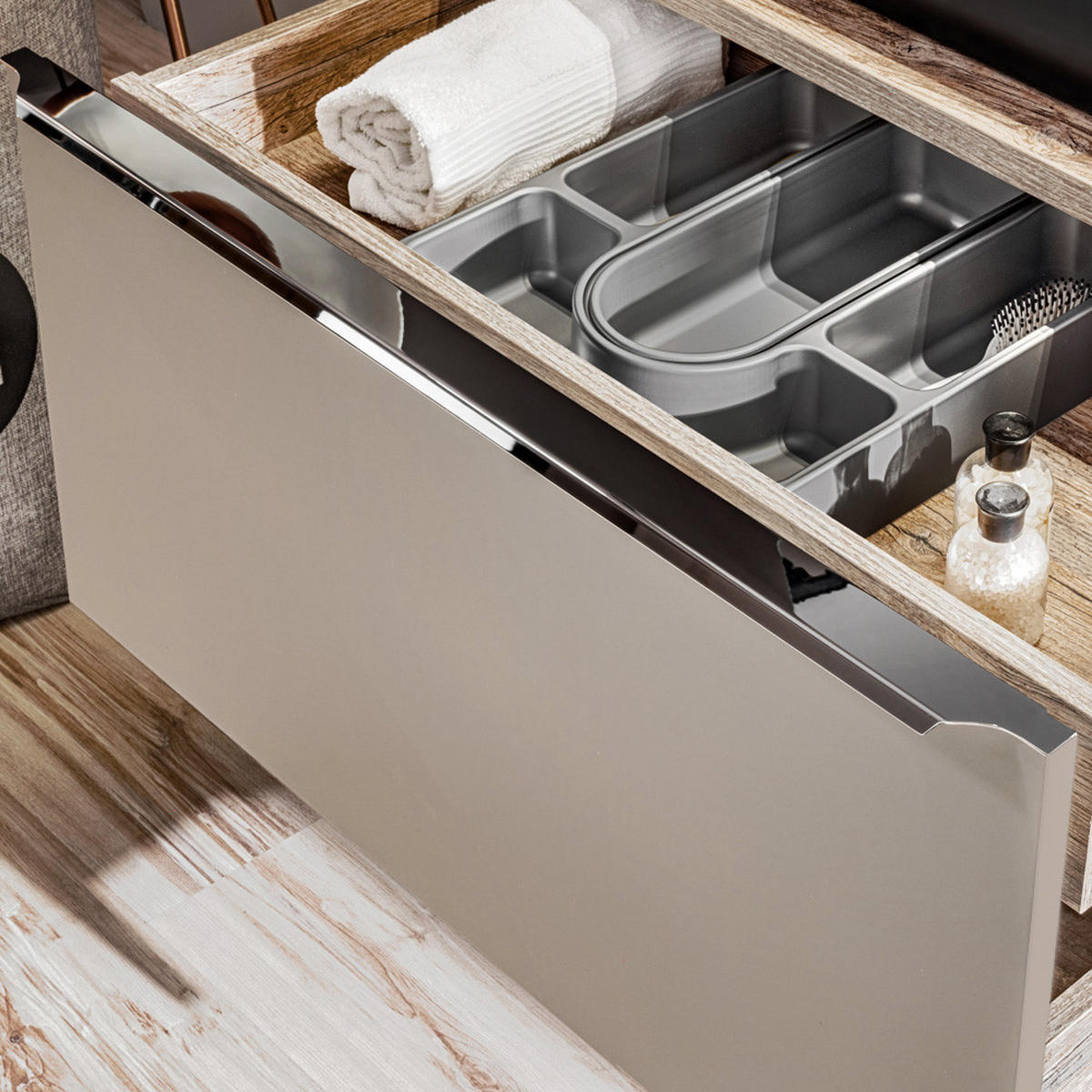 WASCHBECKENSCHRANK Puebla-56 - Beige, Holzwerkstoff (180/49/46cm) - Lomado