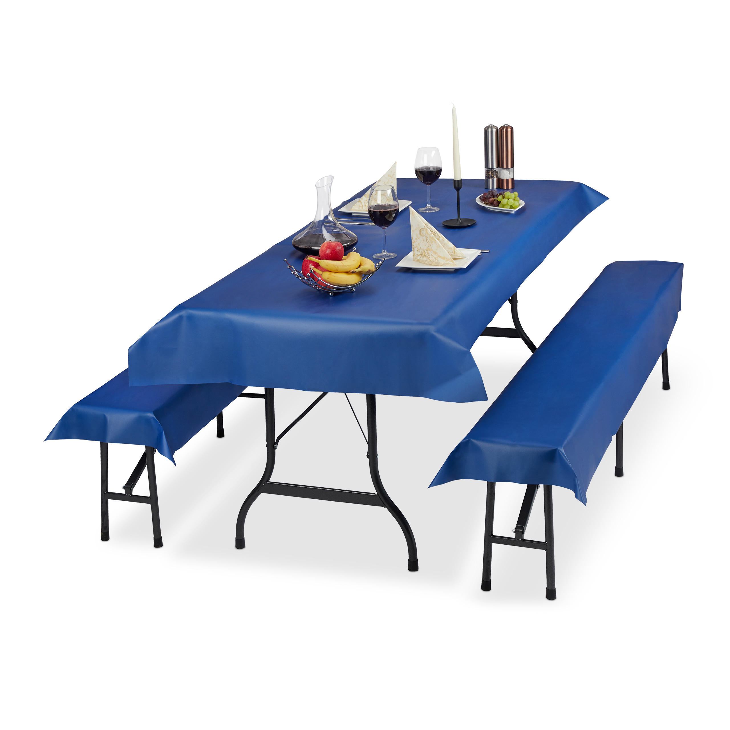 3TLG.BIERZELTGARNITUR - Dunkelblau, Textil (100/0.1/250cm) - Relaxdays