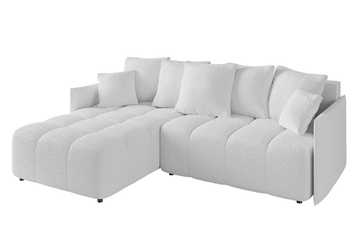 ECKSOFA Ottomane links LONLI-L 251x189x68 Weiß Bouclé - Weiß, Holzwerkstoff/Kunststoff (251/189cm) - ALTDECOR