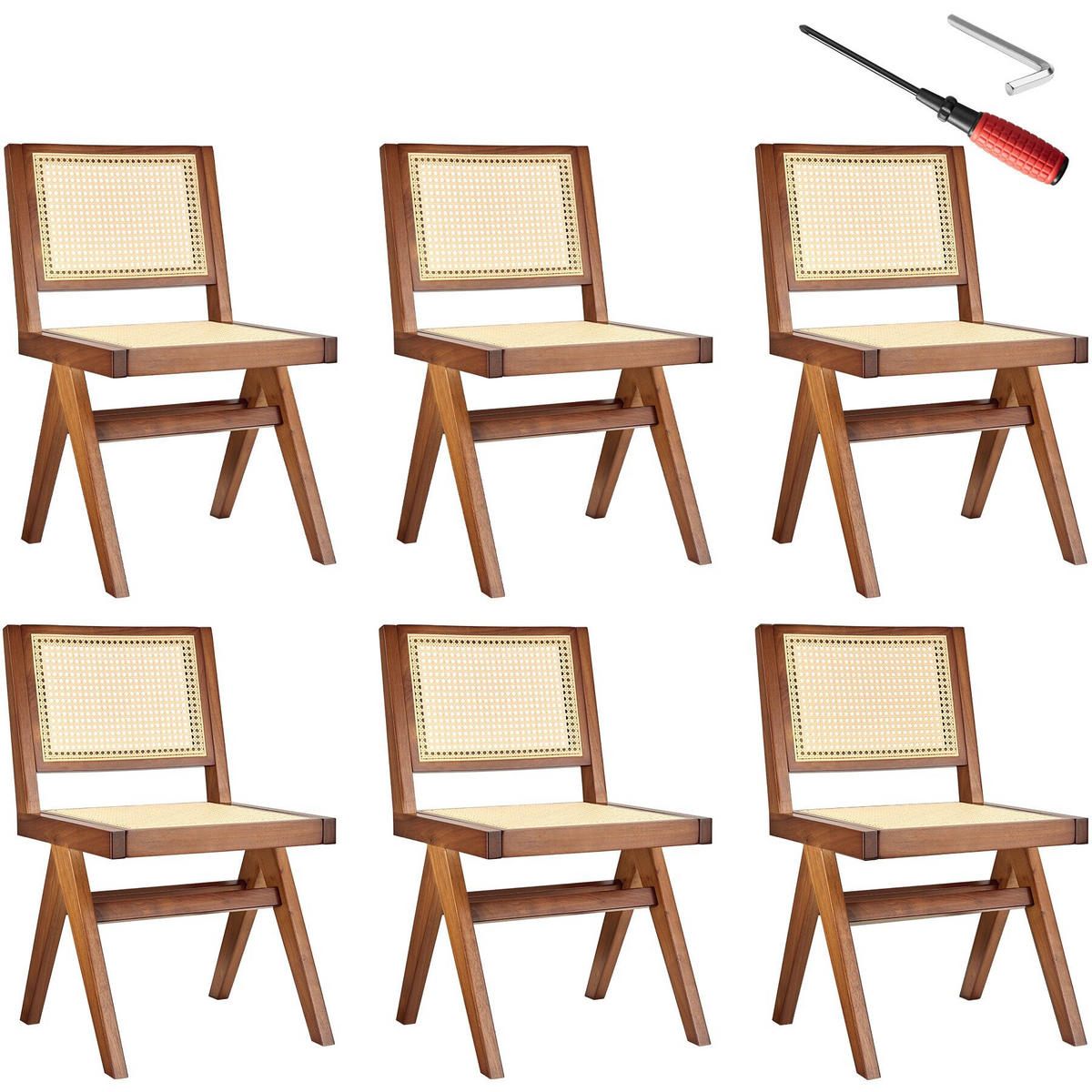 HOLZSTUHL 6er Set Lissy,48,5 x 53,5 x 83 cm, Belastbarkeit 120 kg,Eiche dunkel - Wildeiche, Holz (48.5/83/53.5cm) - tectake