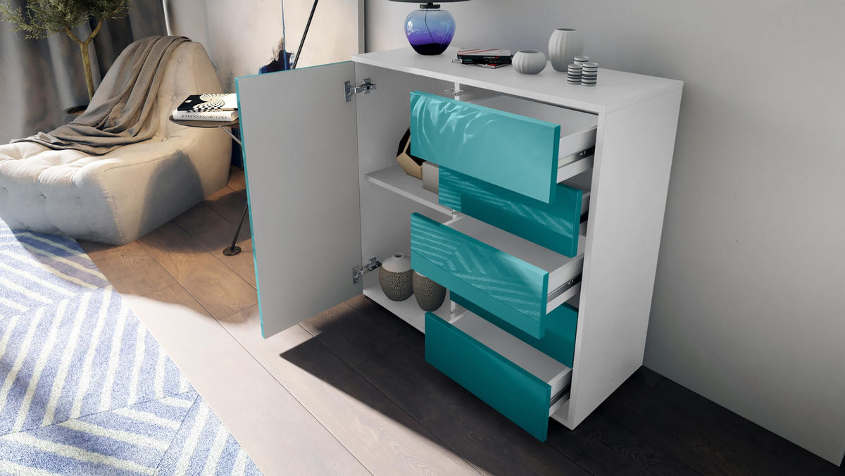 KOMMODE Ben Front in Eiche Nordic - Silbereichenfarben, Holzwerkstoff (79/74/36cm) - Vladon