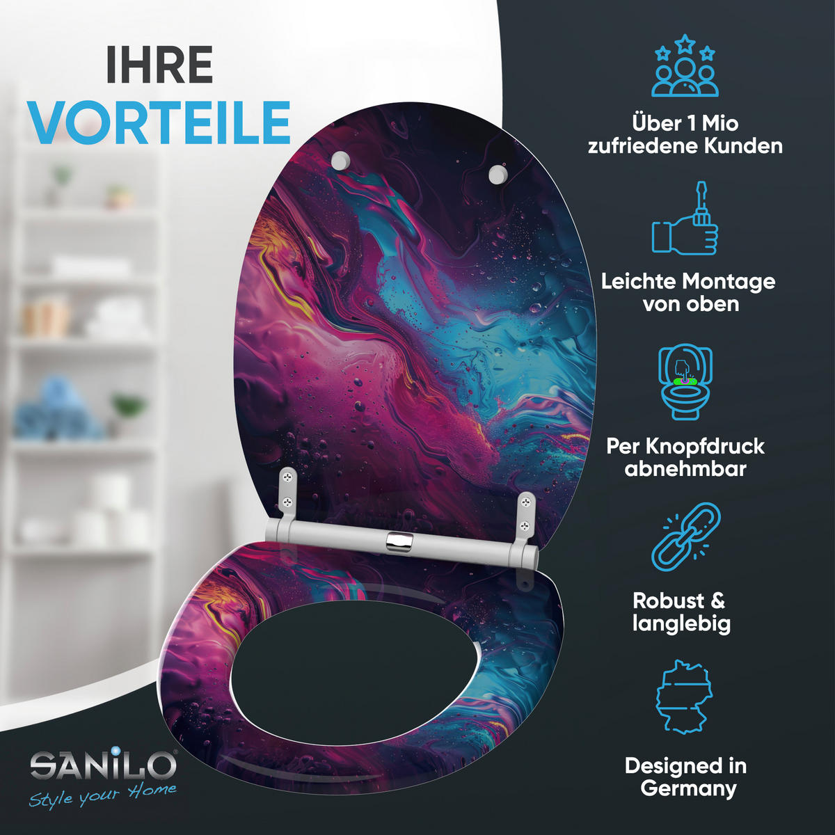 WC Sitz mit Absenkautomatik Lumen - Lila, Holzwerkstoff (38/6/47cm) - Sanilo
