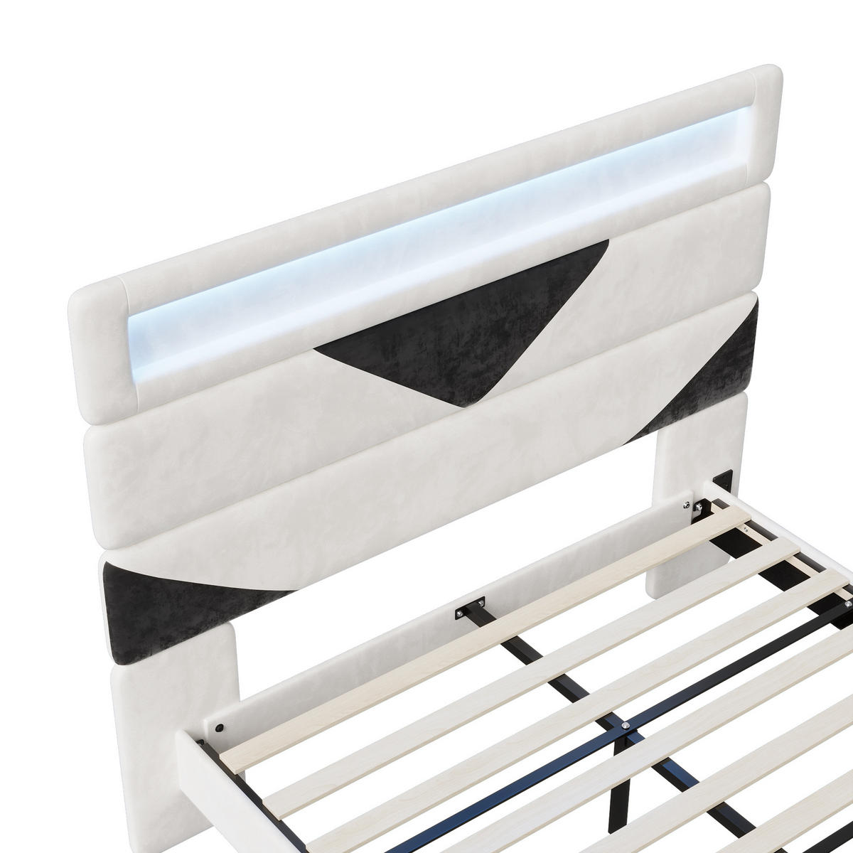 POLSTERBETT 160x200 cm schwebend LED USB Lattenrost Samt weiß - Weiß, Holz (160/200cm) - LEBENLANG