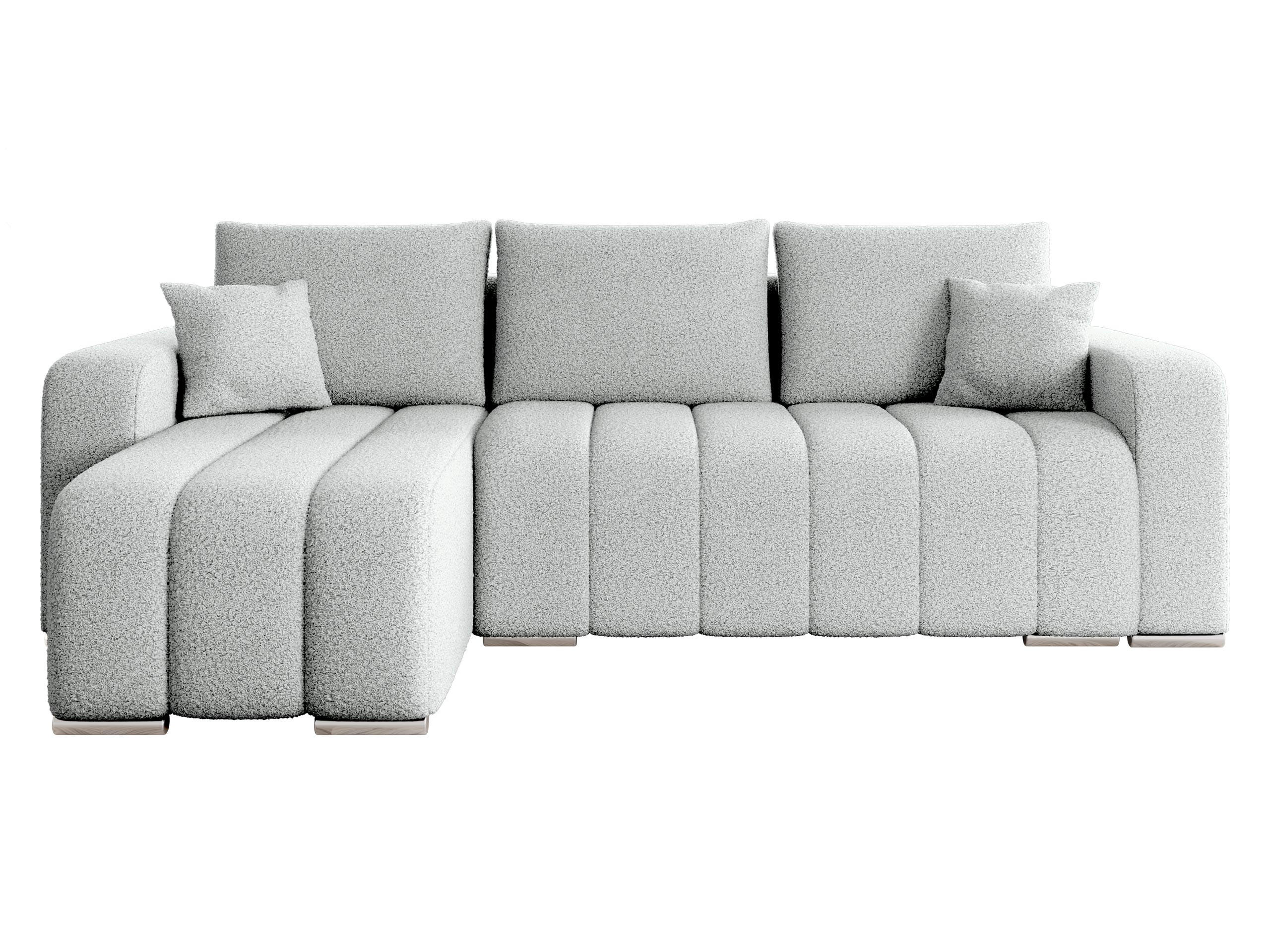 ECKSOFA Pufetto Boucle - Silberfarben/Hellgrau, Holz/Textil (244/147cm) - MIRJAN24