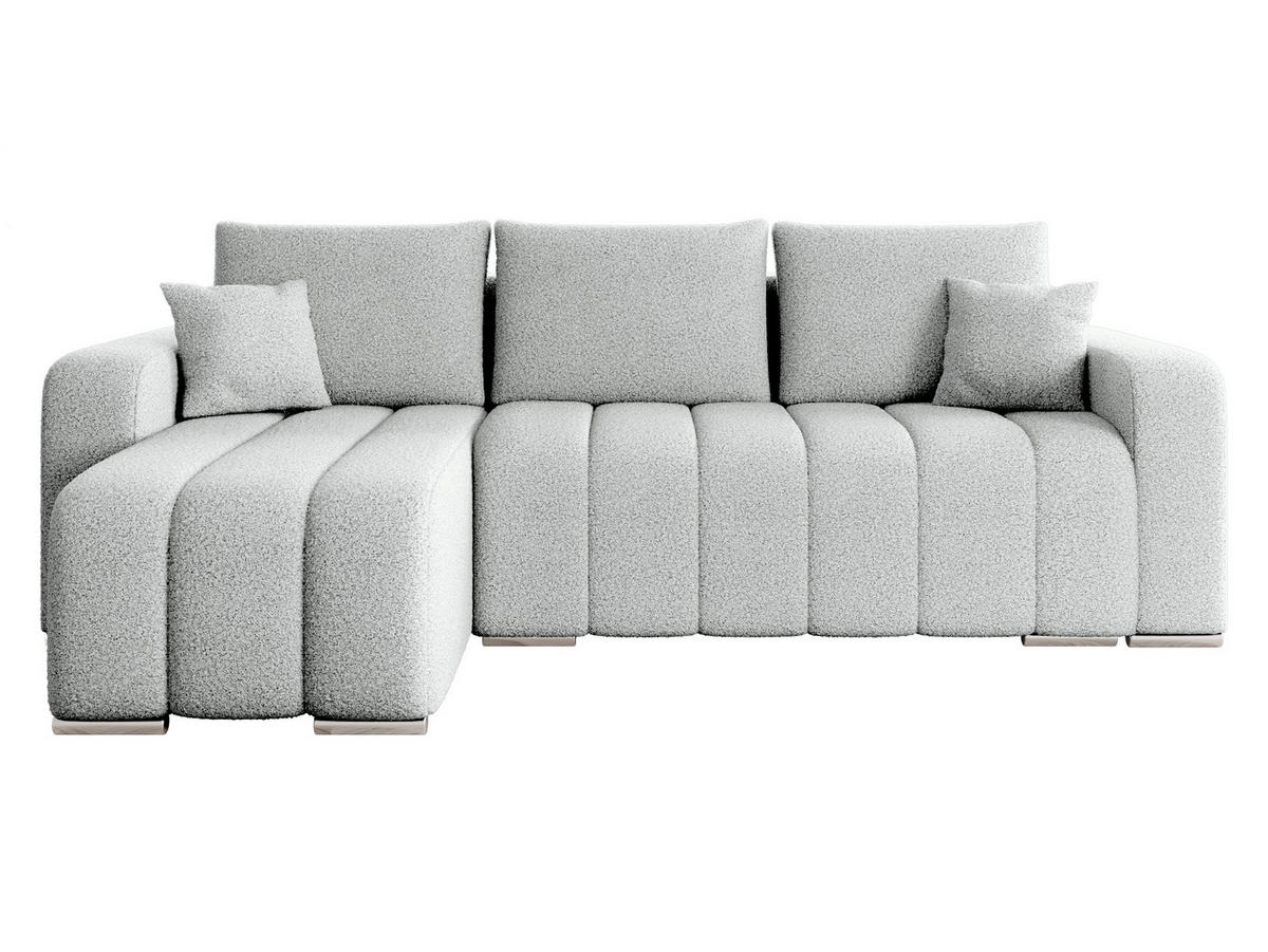 ECKSOFA Pufetto Boucle - Silberfarben/Hellgrau, Holz/Textil (244/147cm) - MIRJAN24