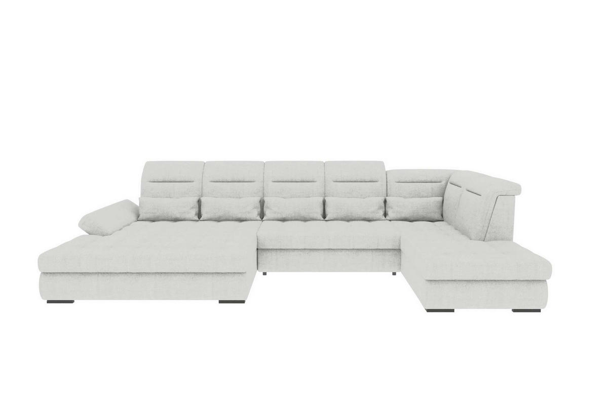 WOHNLANDSCHAFT Toscana Strukturstoff inkl. Schlaffunktion - Creme, Textil (208/87/358cm) - 99rooms
