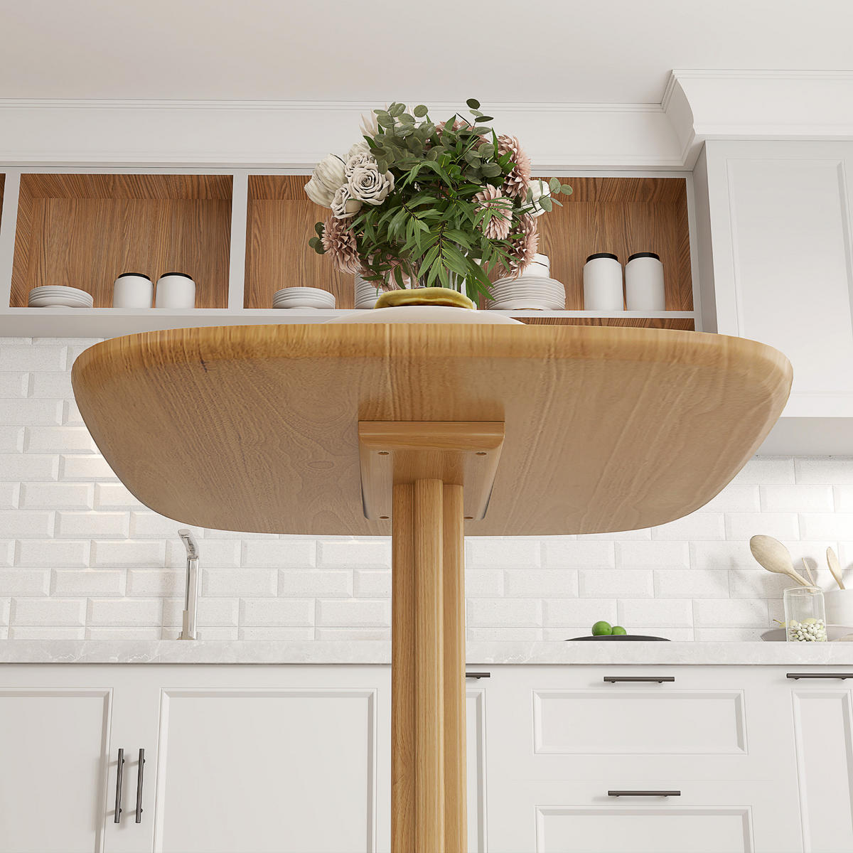 ESSTISCH, 70 x 70 cm Küchentisch für 4 Personen aus Kautschukholz, Natur - Naturfarben, Holz (70/70/75cm) - HOMCOM