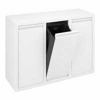 MÜLLEIMER Weiß 3-Fach kippbar 3x10 l - Weiß, Kunststoff/Metall (65/49/25cm) - Relaxdays