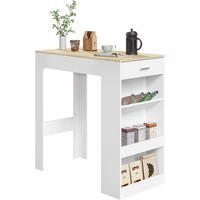 BARTISCH, Küchentisch mit Weinregal,100 x 50 x 100 cm - Hellbraun/Weiß, Holzwerkstoff (50/100/100cm) - Woltu