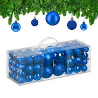 76XWEIHNACHTSKUGELN - Blau, Kunststoff (6/7/6cm) - Relaxdays