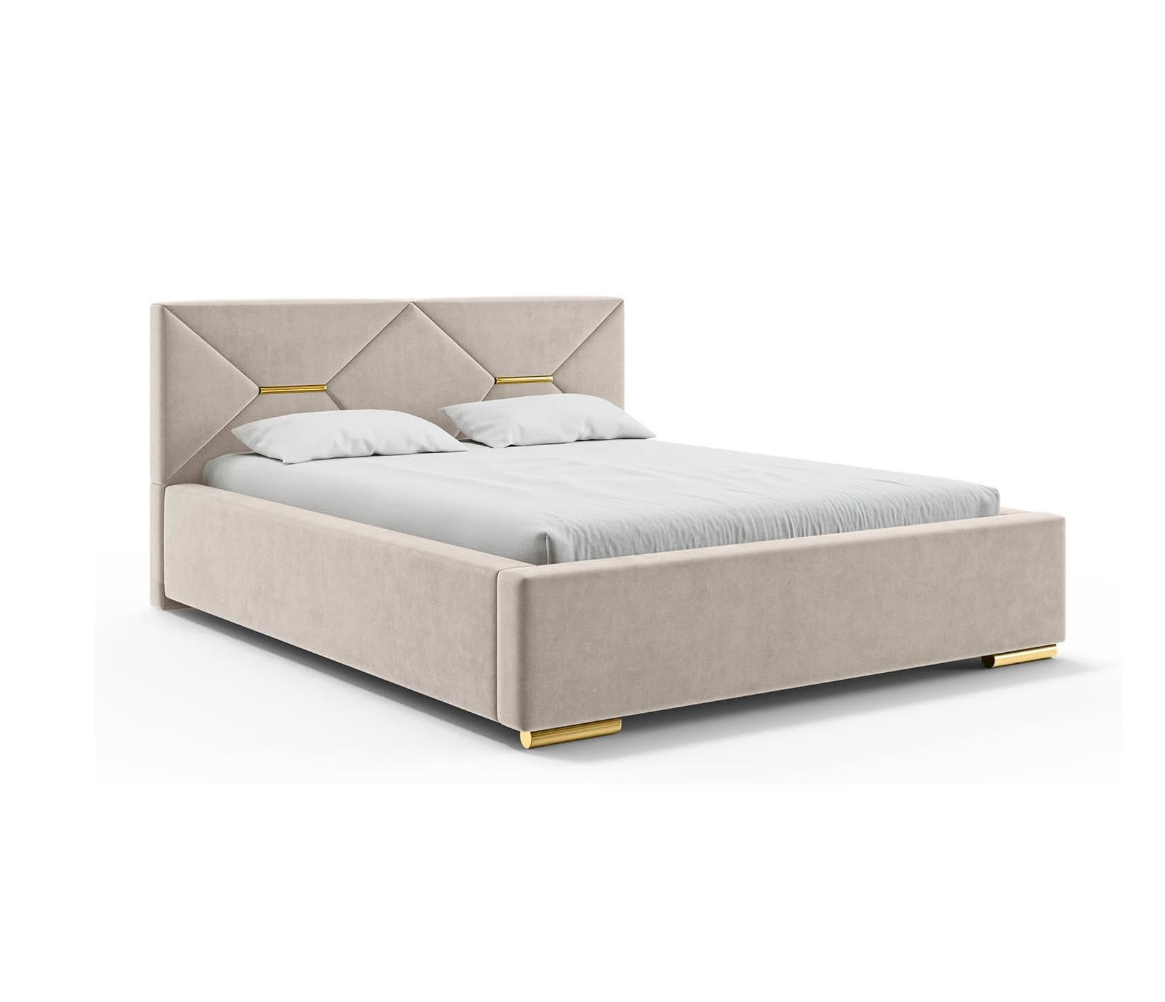 BETT LIZZY - Beige/Goldfarben, Holzwerkstoff (120/200cm) - Meblini