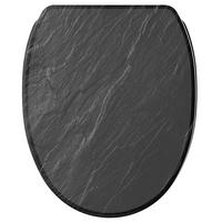 WC-SITZ mit Absenkautomatik & Top Fix Granit - Schwarz, Holzwerkstoff (37.7/5.5/48cm) - Sanilo