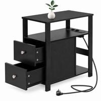 BEISTELLTISCH mit Steckdose 60 x 60 x 30 cm Holz Schwarz - Schwarz, Holz (60/30/60cm) - Meubliv
