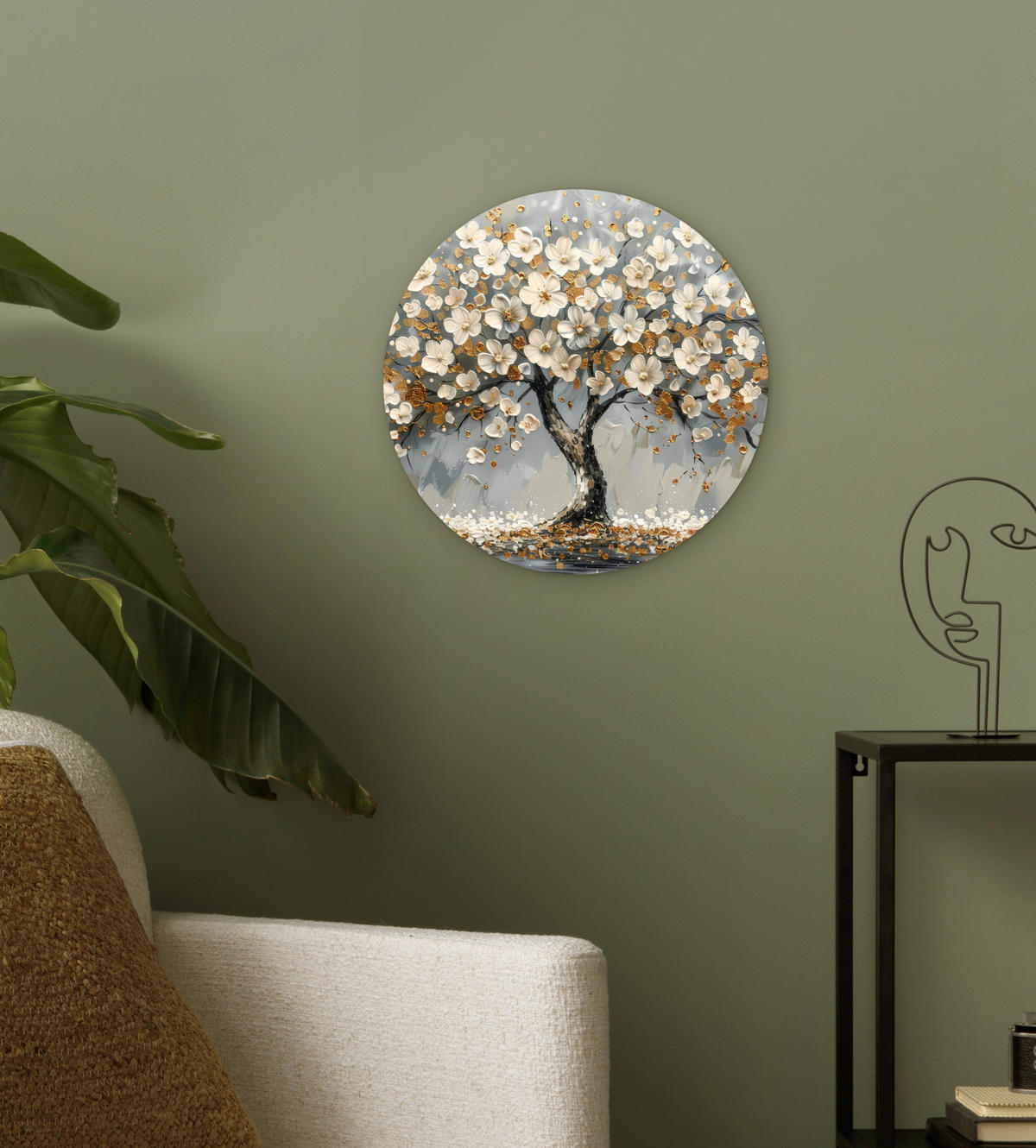 WANDBILD Baum - Gold - Blumen - Abstrakt - Kunst 30x30 cm - Goldfarben, Kunststoff (30/30cm) - MuchoWow