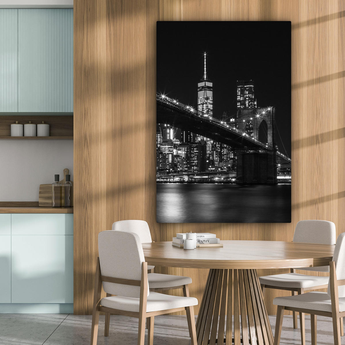 LEINWANDBILD New York - Brooklyn - Brücke 80x120 cm - Schwarz, Textil (80/120cm) - MuchoWow