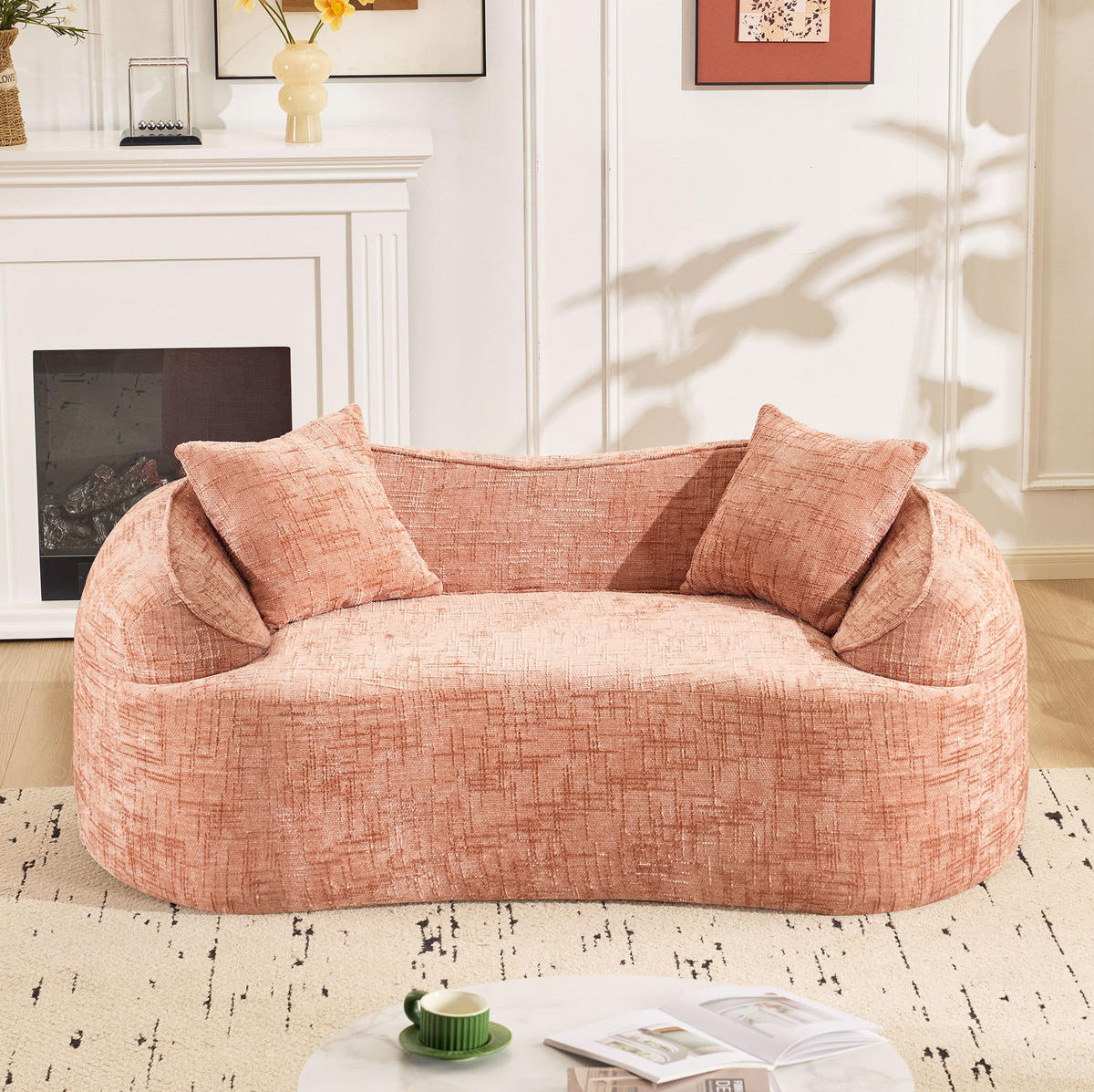 SOFA Zweisitzer gebogen Pink - Pink, Kunststoff (170/65/84cm) - Meubliv