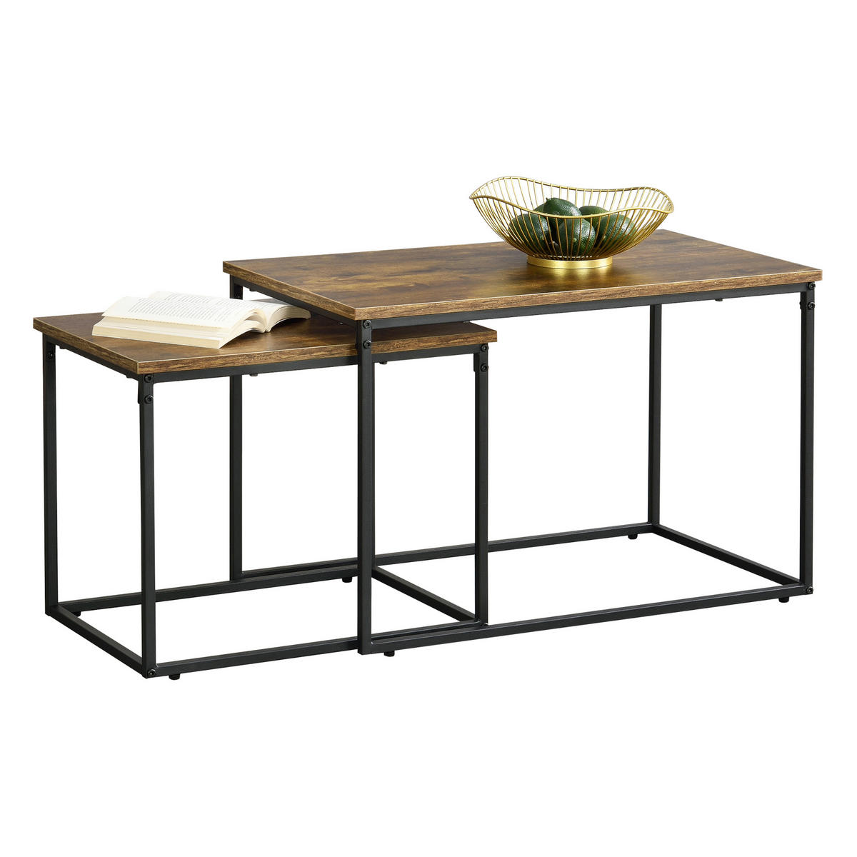 COUCHTISCH SET Härnösand SET 2-teilig 77/44/50 - Braun, Holzwerkstoff (44/77/50cm) - [en.casa]