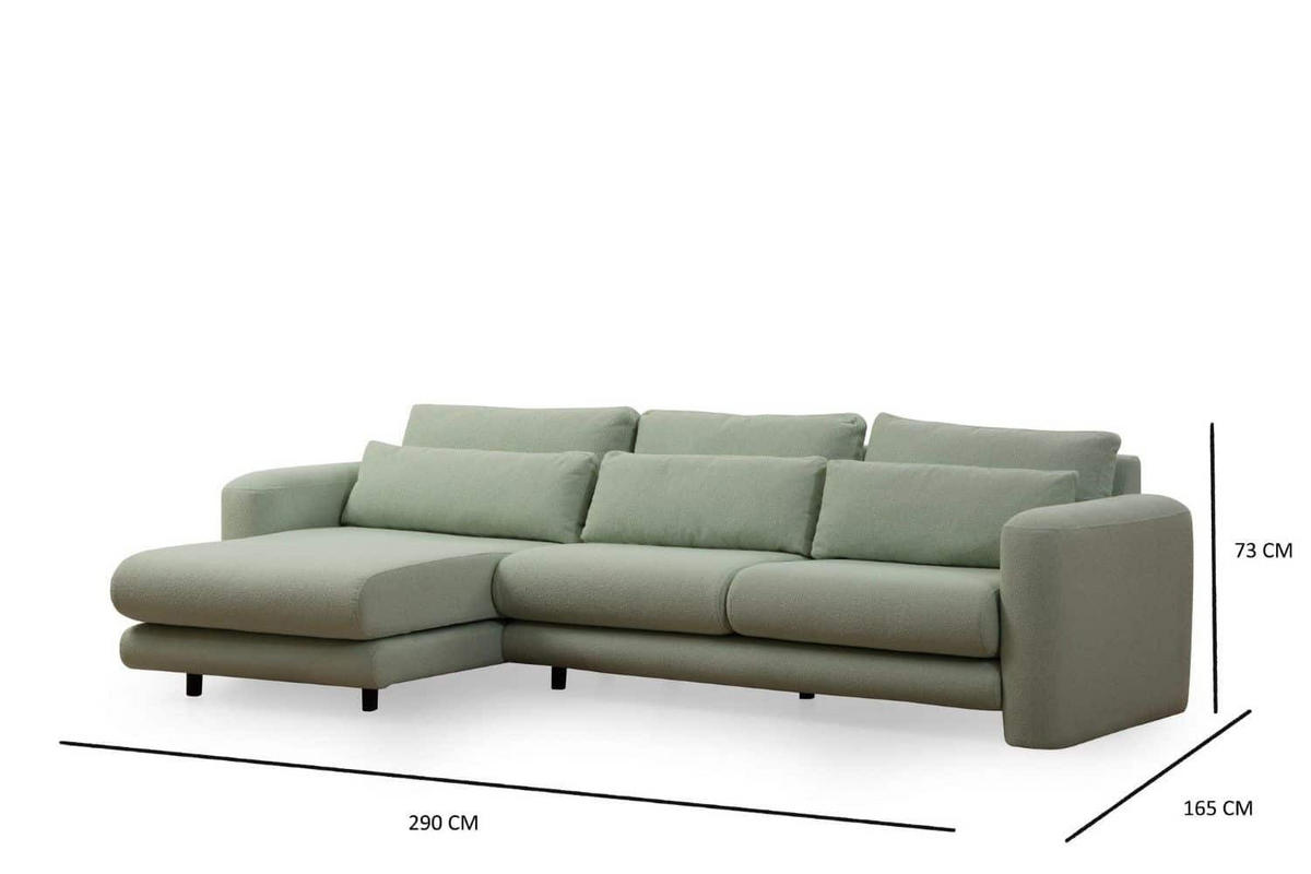 ECKSOFA mit losen Rückenkissen - Schwarz/Grün, Holz/Kunststoff (290/165cm) - myHomelando