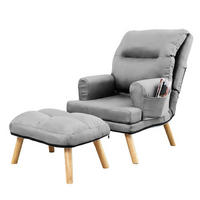 SESSEL Memo mit Fußhocker Rückenlehne 5-stufig einstellbar, grau - Hellgrau, Kunststoff (107/95/66cm) - Margaret Hadas24
