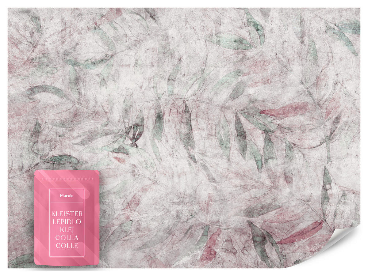 FOTOTAPETE Blätter Beton Abstraktion Vintage 150x105 - Violett/Rosa, Papier (150/105cm) - Muralo