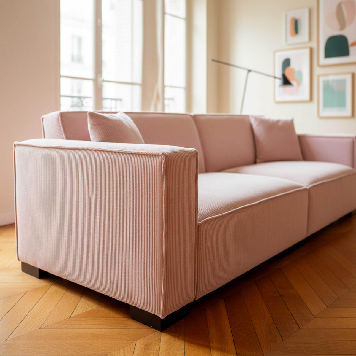 SOFA 3-Sitzer, Rosa - Pink, Textil (90/76/230cm) - Oviala